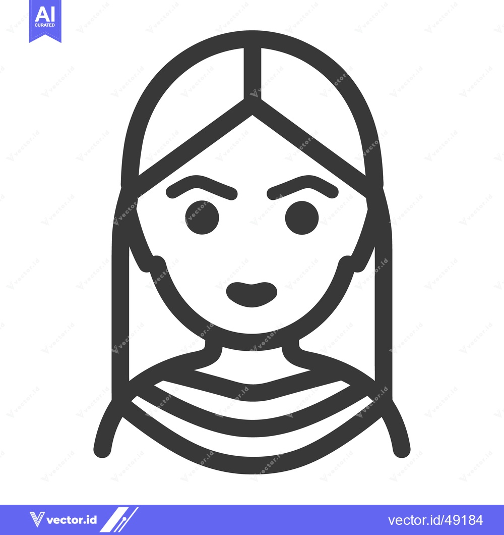 Premium Vector of Simple monochrome depiction of a young woman with long hair