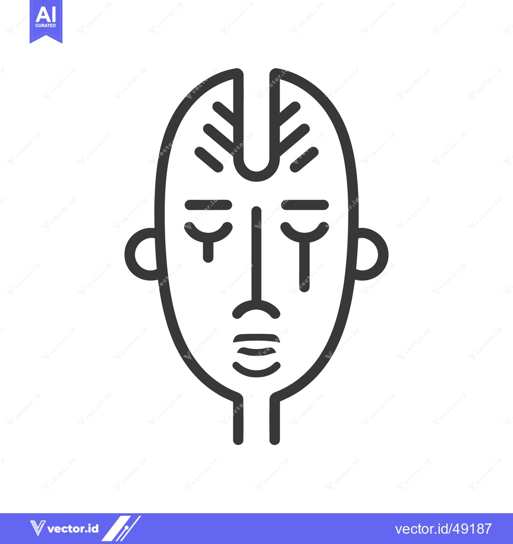 Premium Vector dari An abstract line drawing of a simple stylized human face
