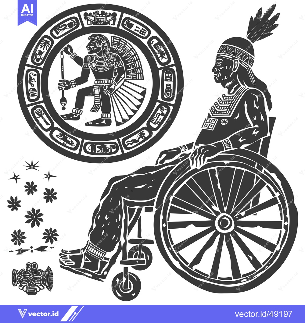 Premium Vector dari Indigenous Figure in Wheelchair with Ancient Symbols