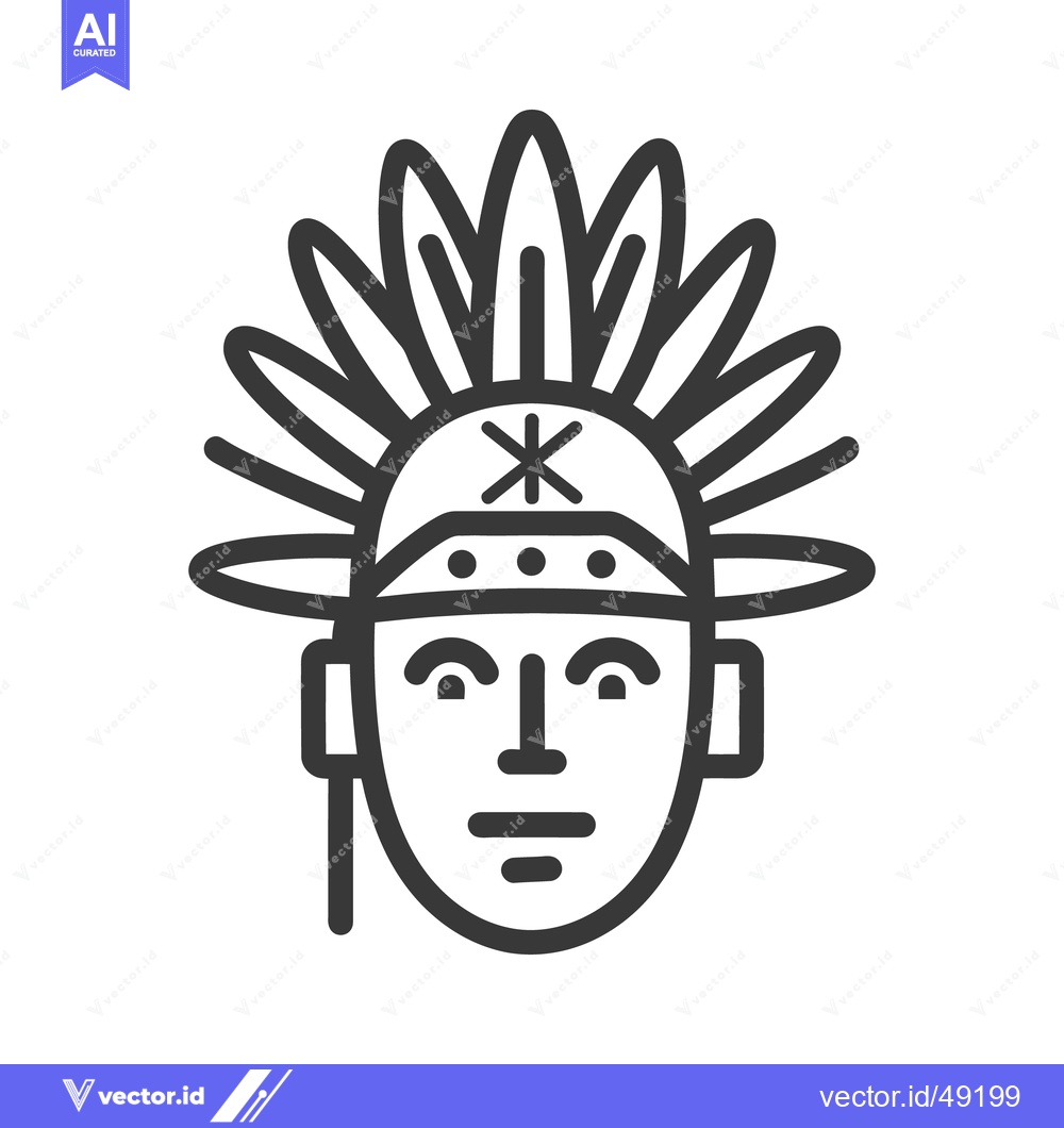 Premium Vector dari Illustration depicts a stylized face wearing a feathered headdress