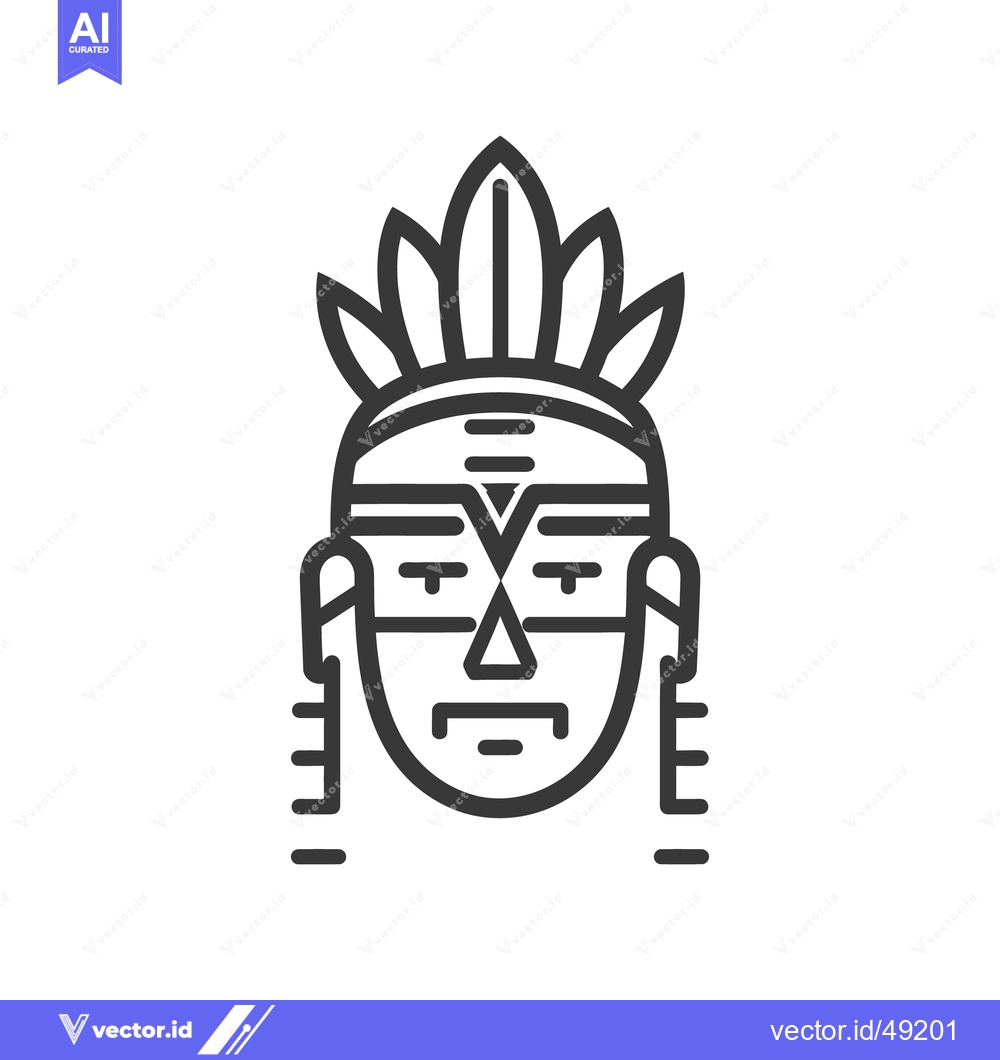 Premium Vector dari A stylized illustration depicting a native person with feather headdre