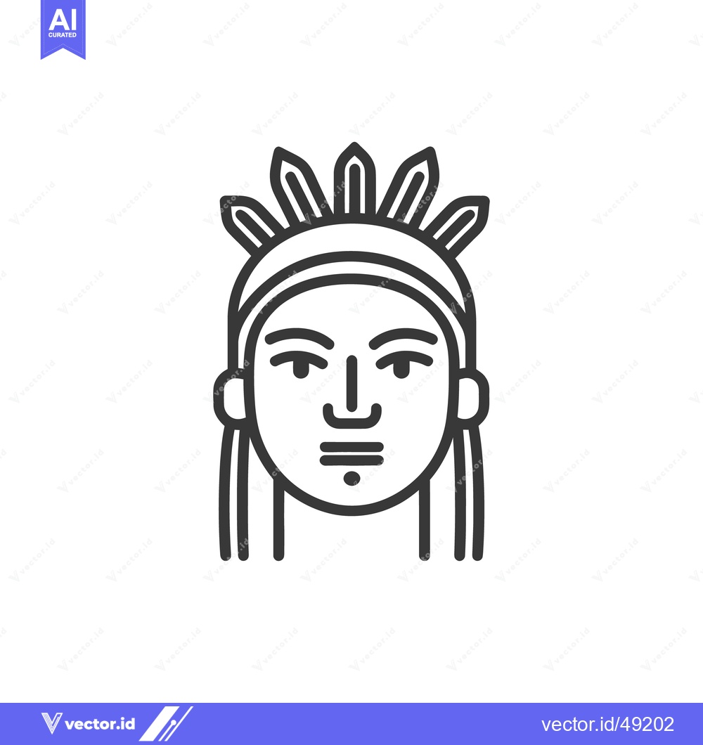 Premium Vector of The linear illustration features a person with feathers and long hair