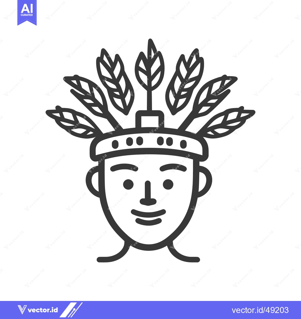 Premium Vector dari The illustrated face wearing a leaf crown headdress smiling serenely
