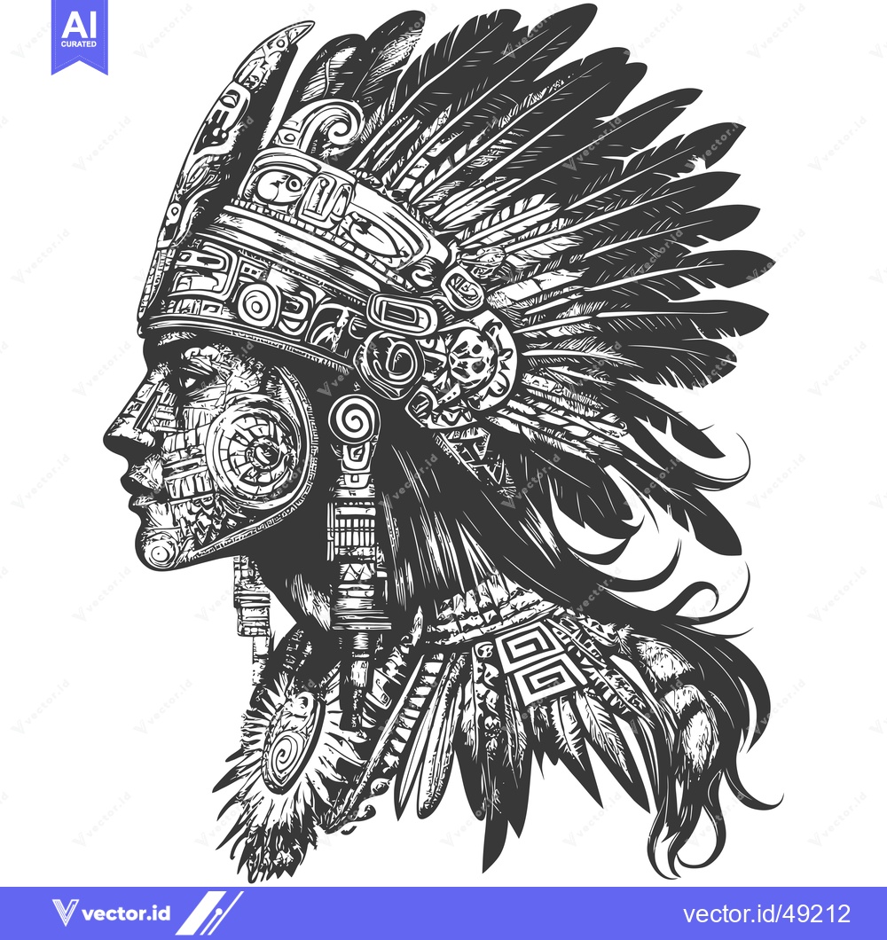 Premium Vector dari Indigenous Person with Ornate Headwear and Feathers