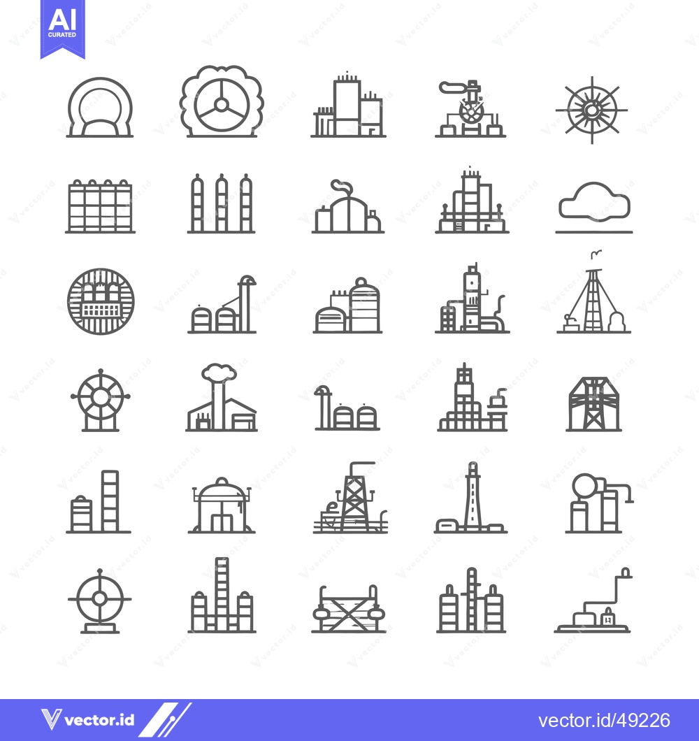 Premium Vector dari Industrial and Factory Outline Icons Set