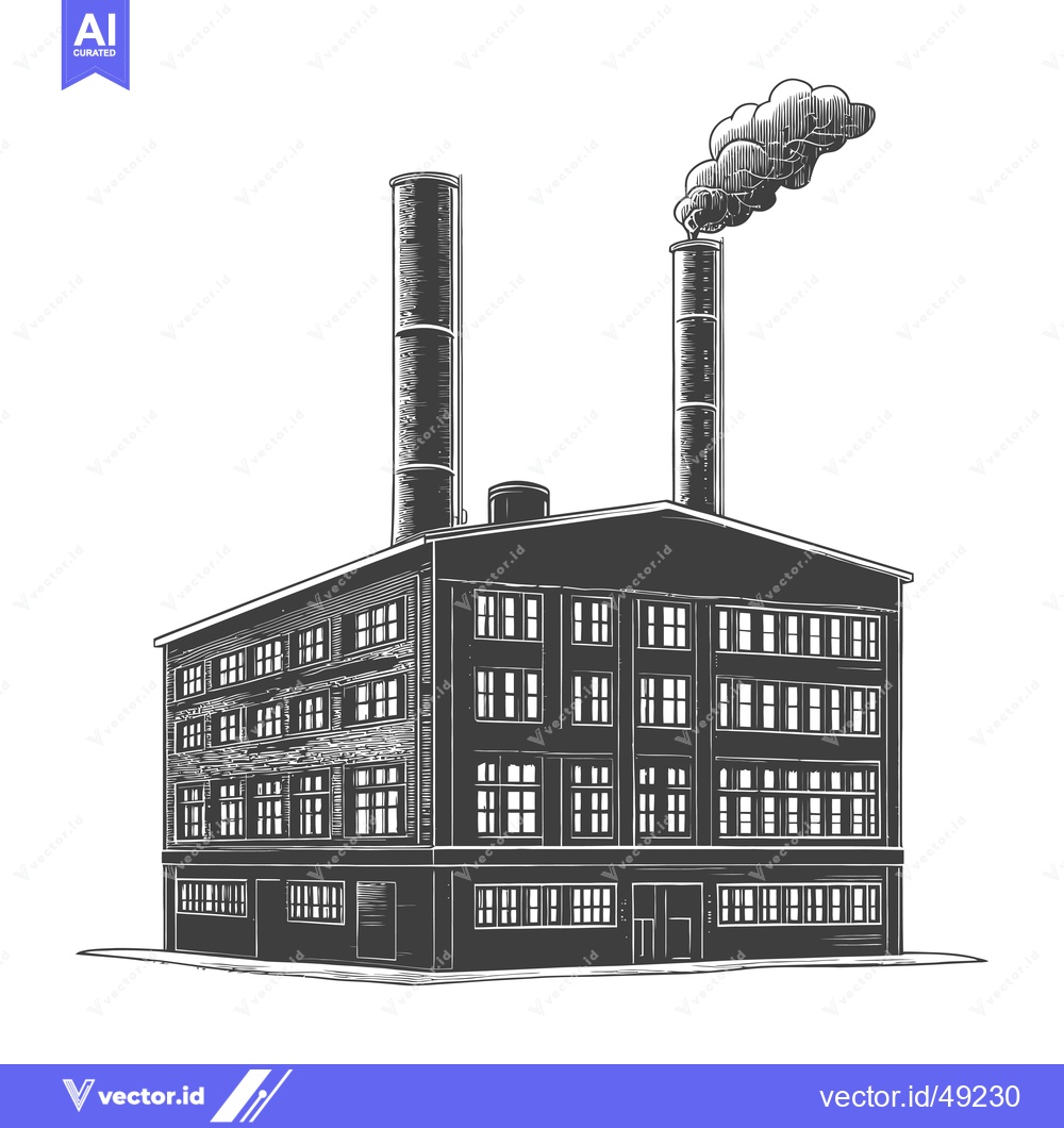 Premium Vector dari Industrial Factory Building With Tall Smokestacks