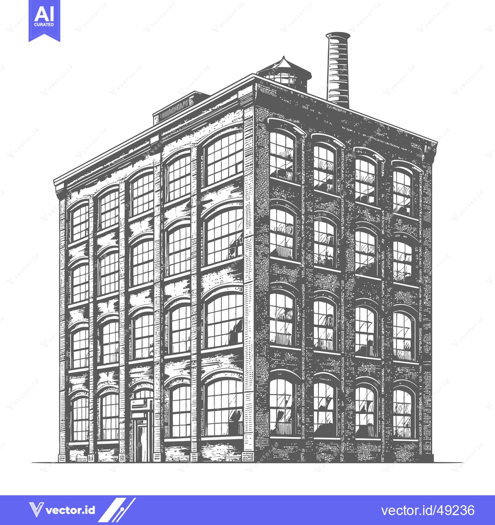 Premium Vector of An illustration of a large brick factory building