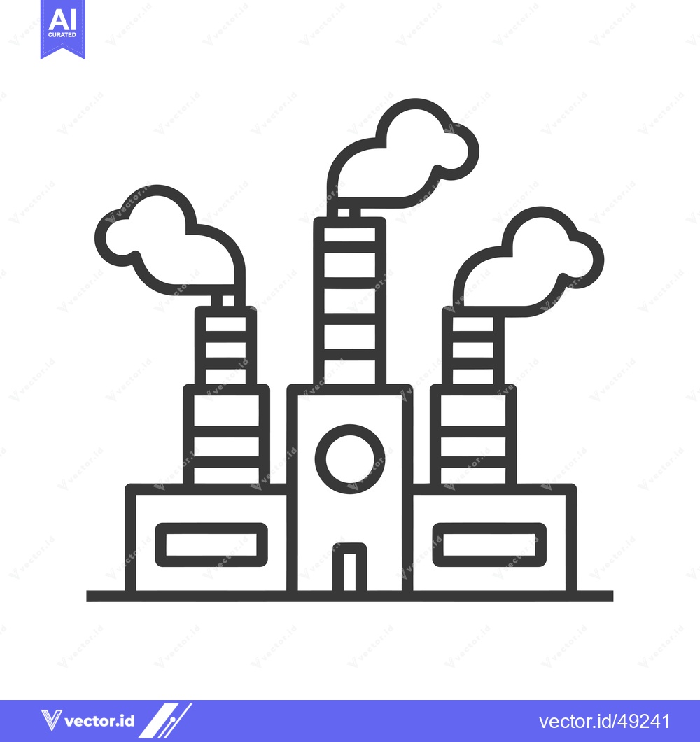 Premium Vector dari Industrial Factory Building with Smoke Stacks and Windows