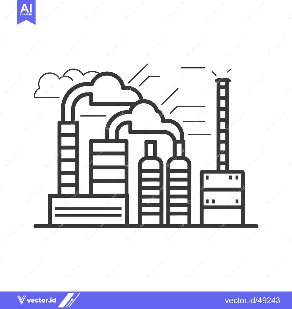 Premium Vector of Industrial Factory with Smoke and Tall Chimney