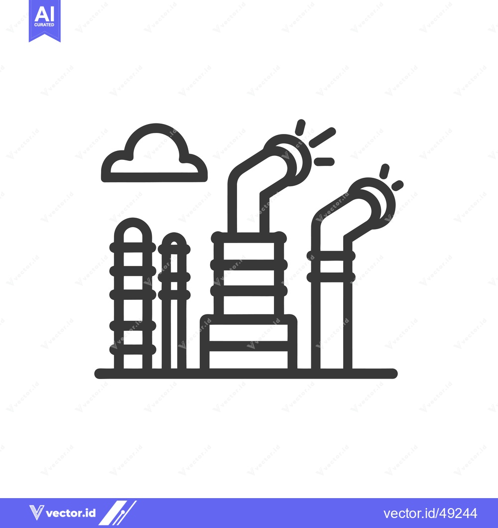 Premium Vector of Industrial Factory with Smoke Stack Emissions and a Cloud
