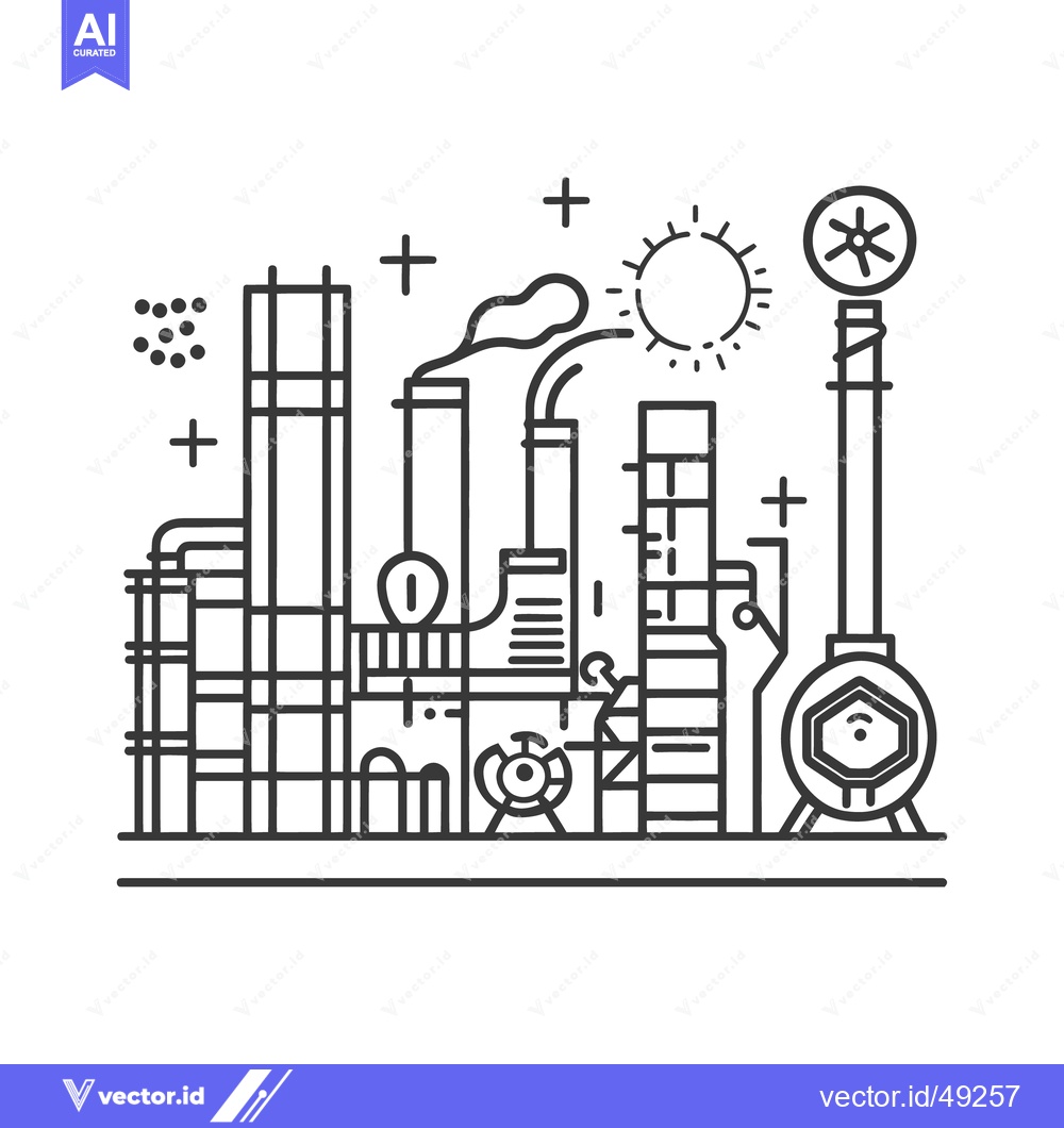 Premium Vector of A simple black and white illustration of an industrial factory
