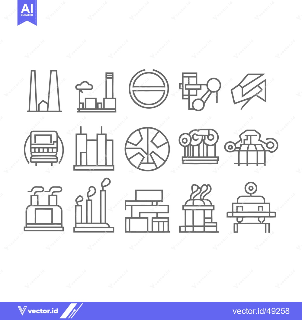 Premium Vector of Collection of simple outline icons depicting architecture and industri