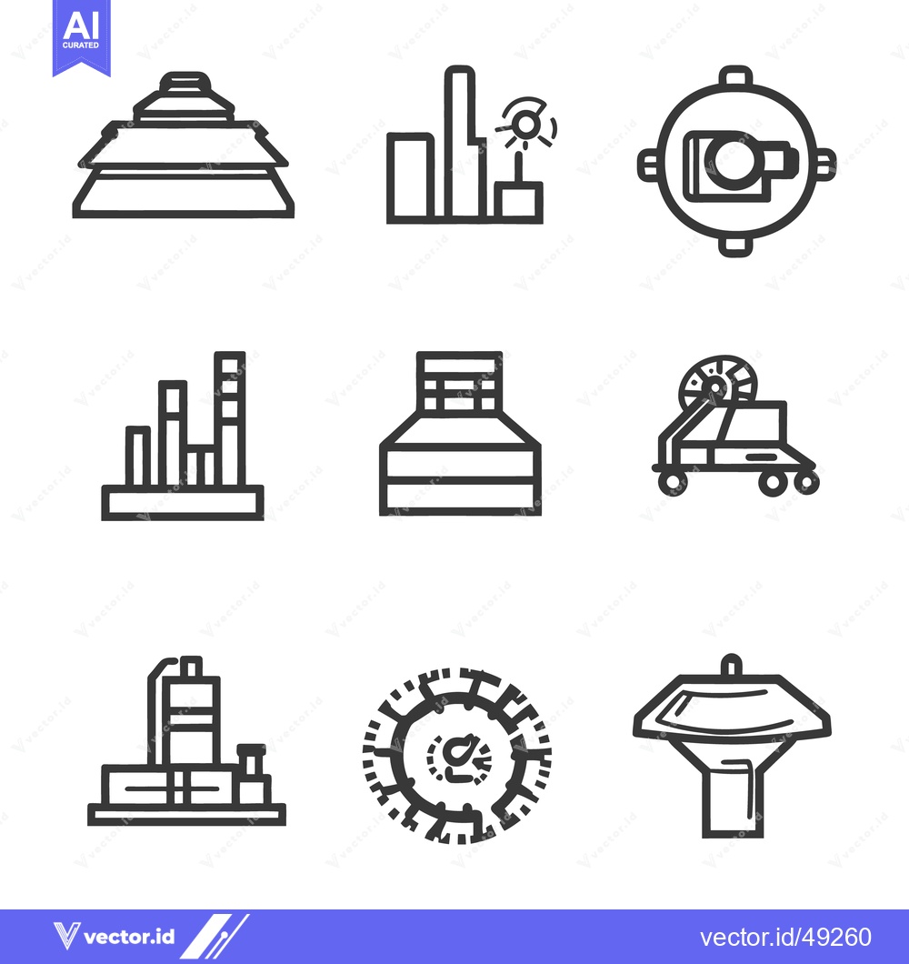 Premium Vector dari Several Line Art Illustrations Depicting Various Industrial Structures