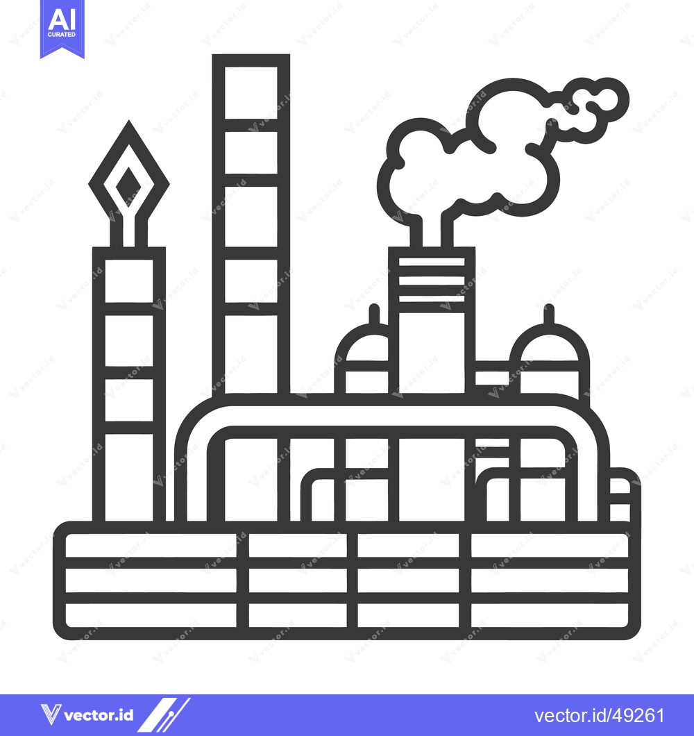 Premium Vector of A black and white illustration of an industrial factory complex
