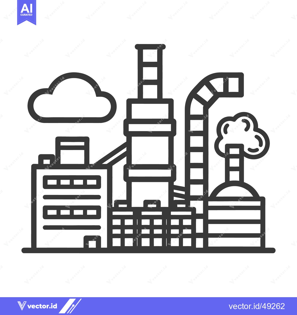 Premium Vector dari Industrial factory with smoke stacks and clouds illustrating pollution