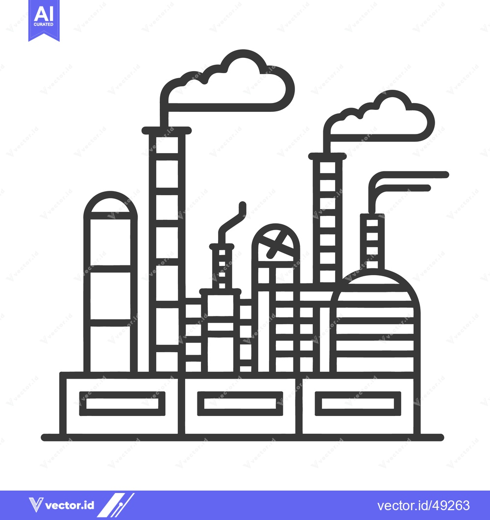 Premium Vector of Industrial complex shows a plant emitting smoke into the sky