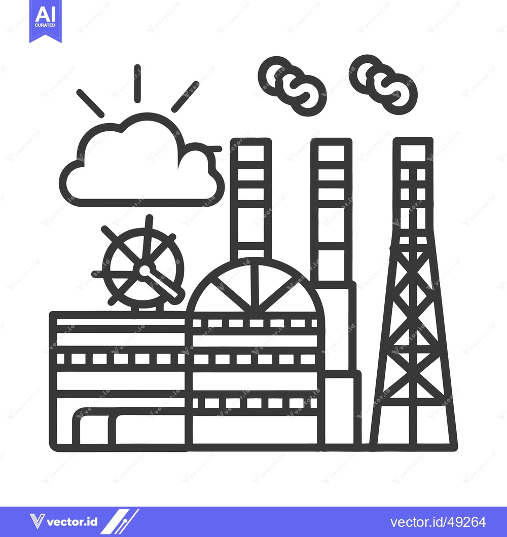 Premium Vector of An Industrial Factory Building Emitting Smoke into the Atmosphere and