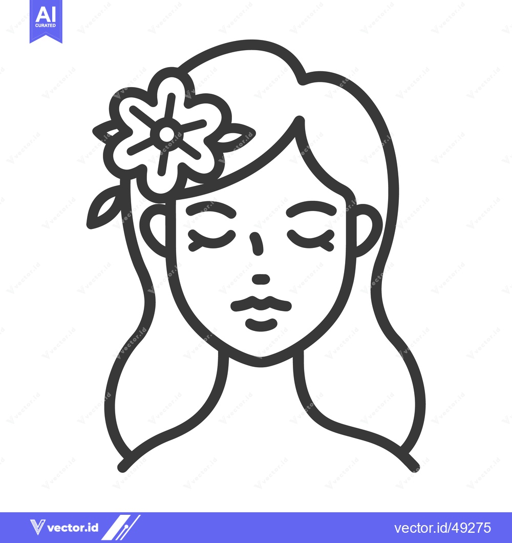 Premium Vector dari A woman with flowing hair and a floral headpiece is depicted