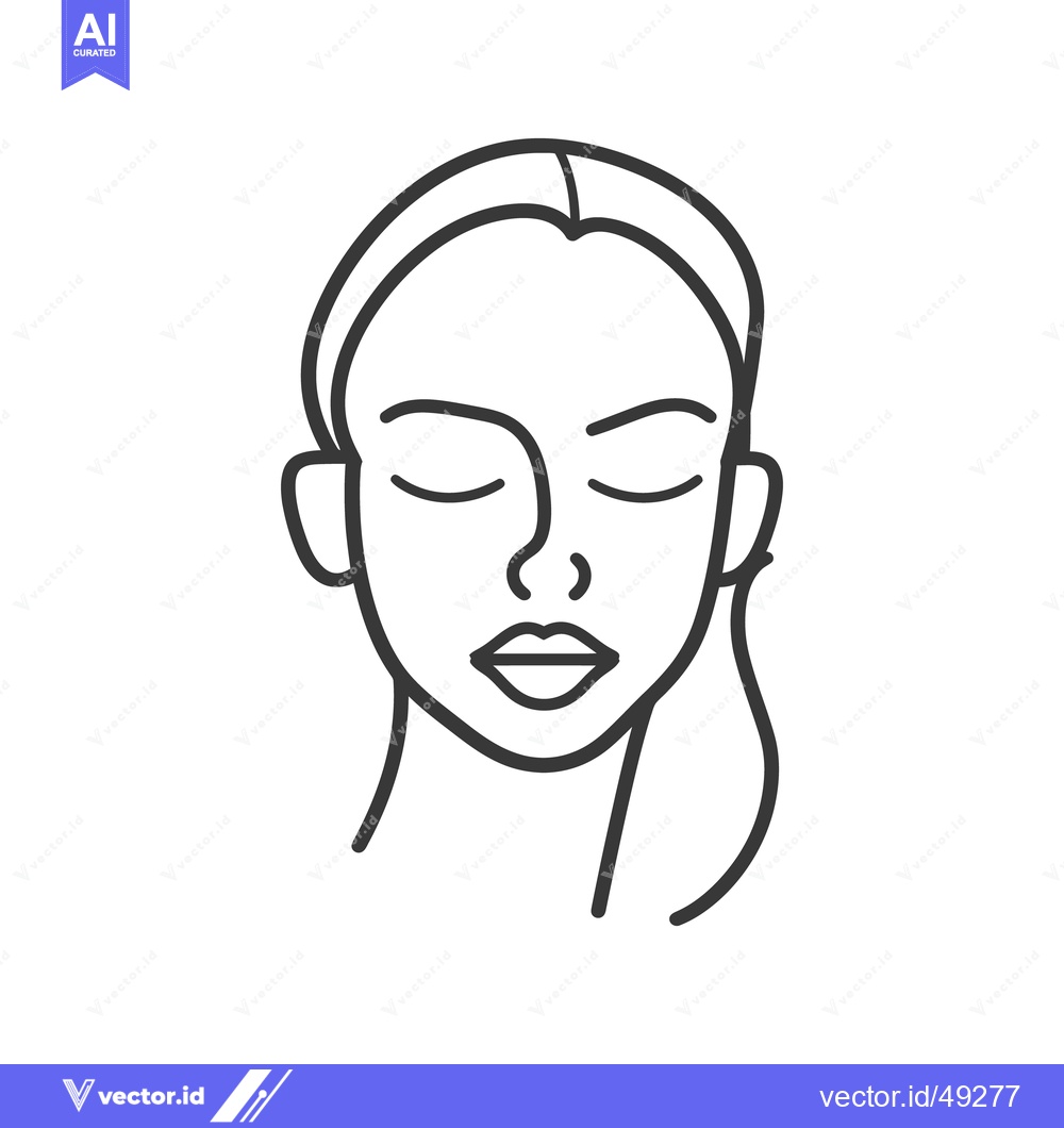 Premium Vector dari Simple line drawing depicting a woman with eyes softly closed
