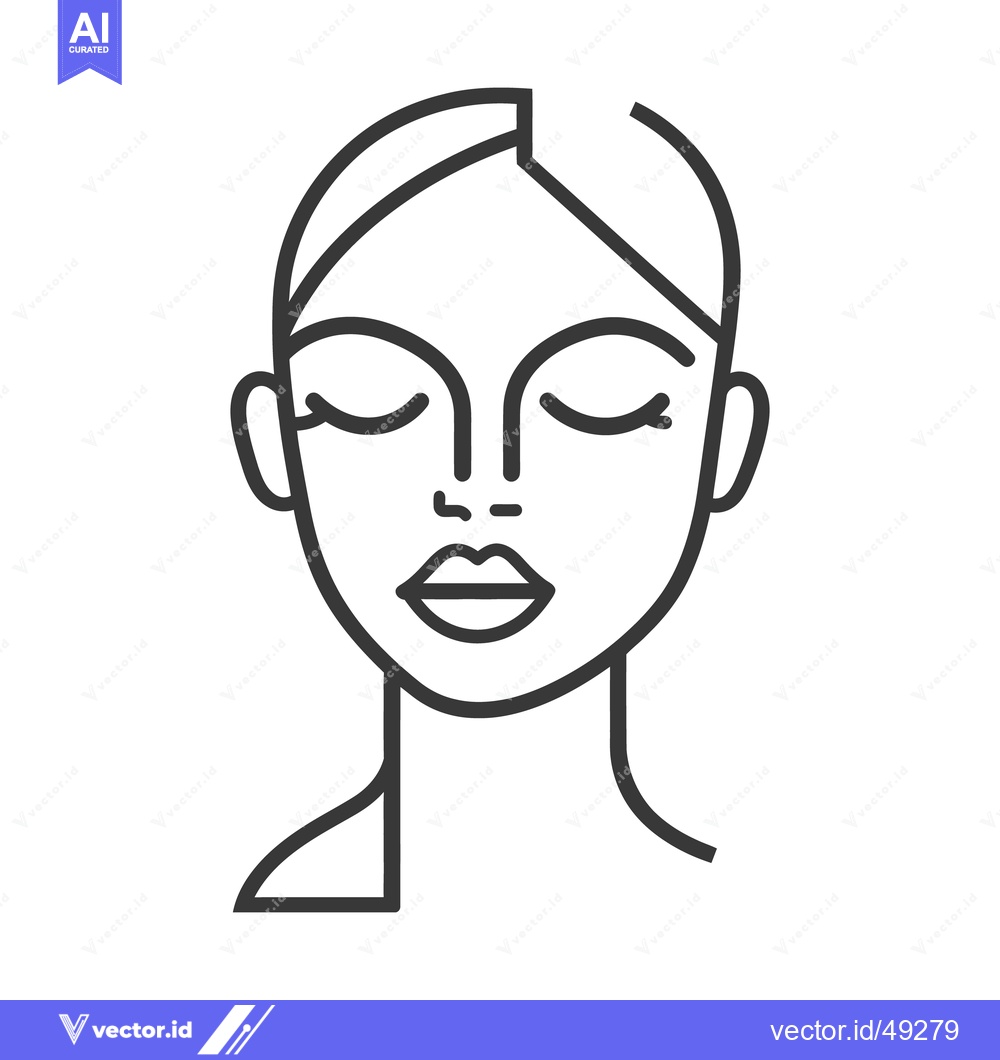 Premium Vector of A minimalist line drawing of a serene female face