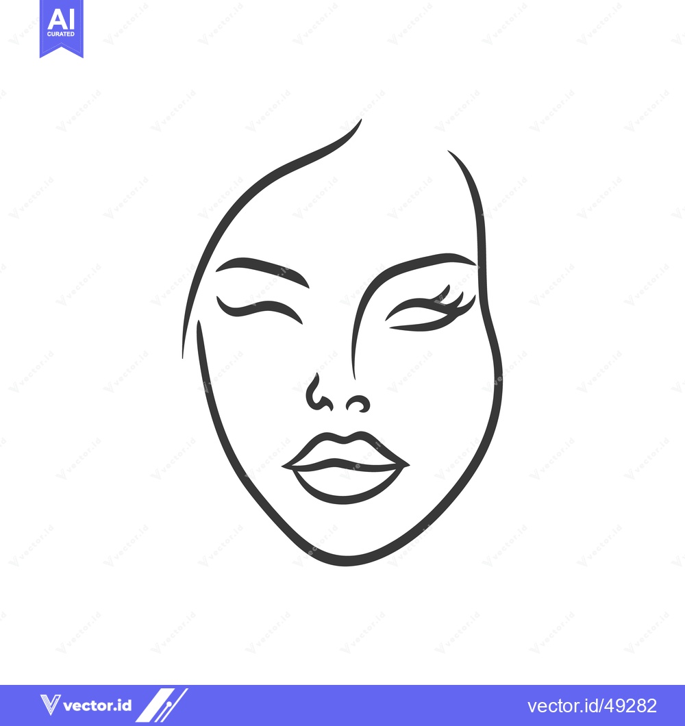 Premium Vector dari A simple line drawing portraying a woman with closed eyes