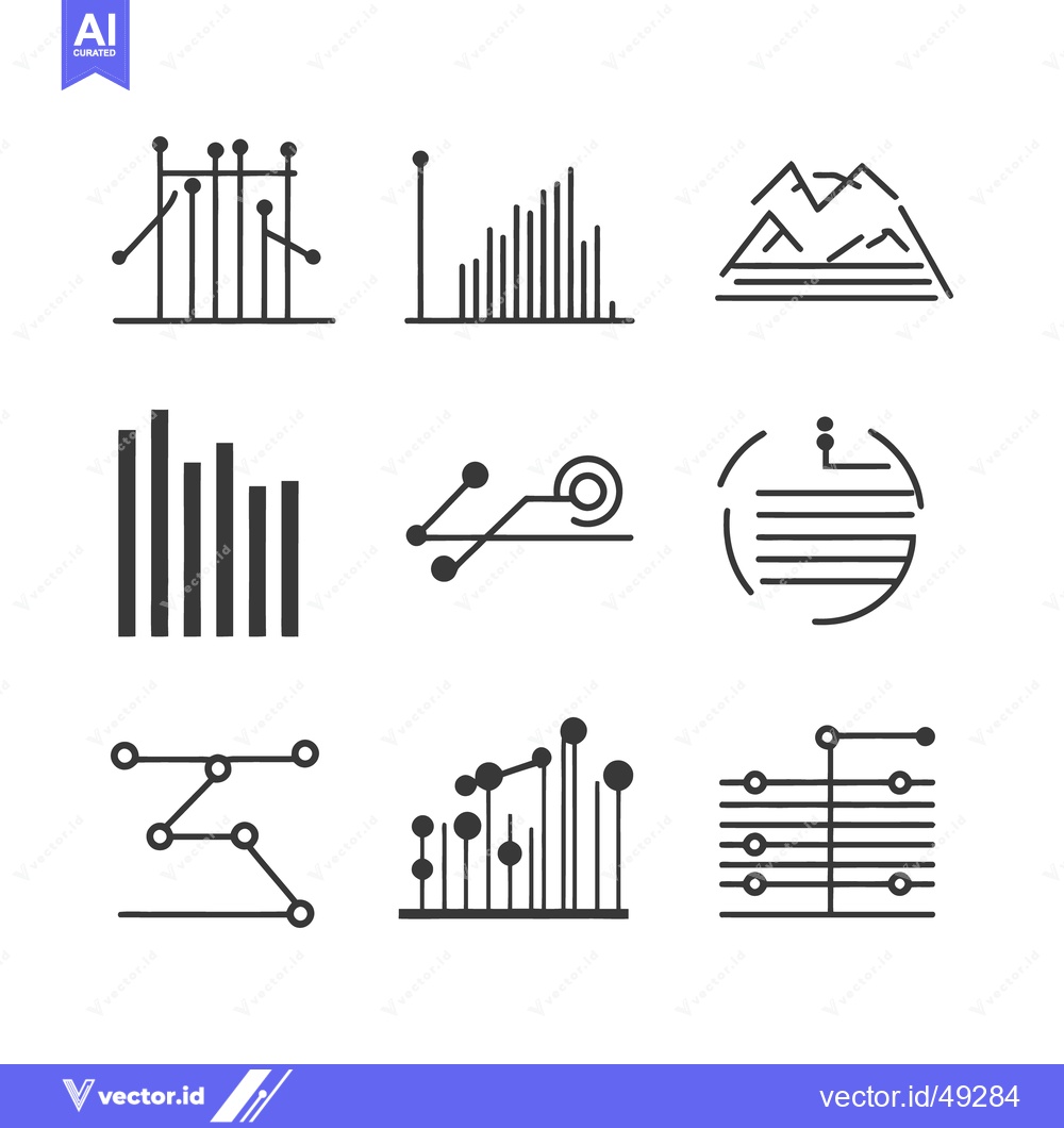 Premium Vector dari Various stylized graphical icons representing data visualization and a