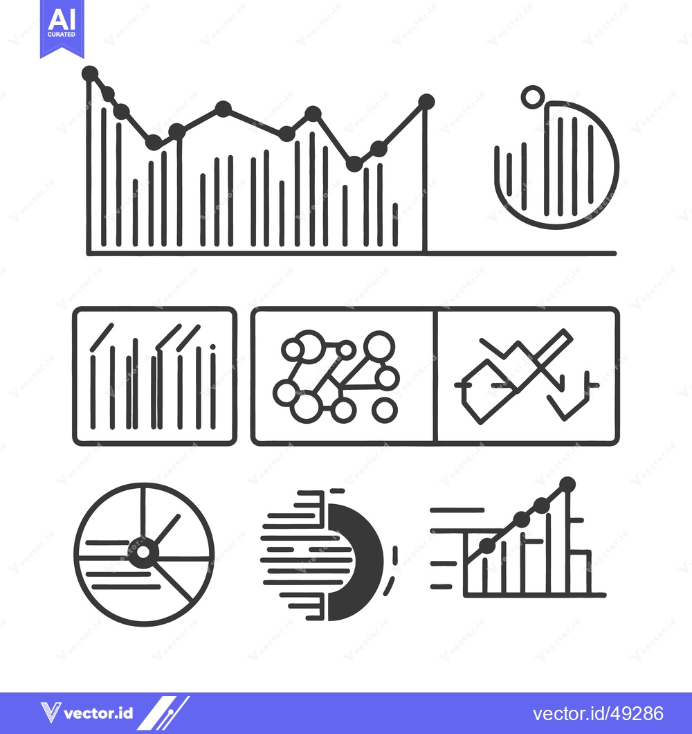 Premium Vector dari Various graphic charts and data analysis information icons are shown