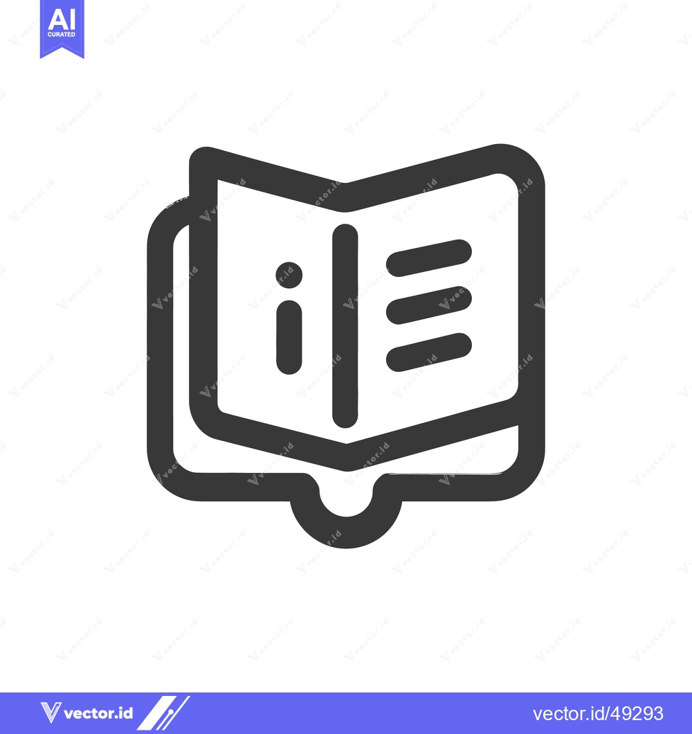 Premium Vector of Bold Book Icon: Open Pages with Information and Text Lines, Dark Gray