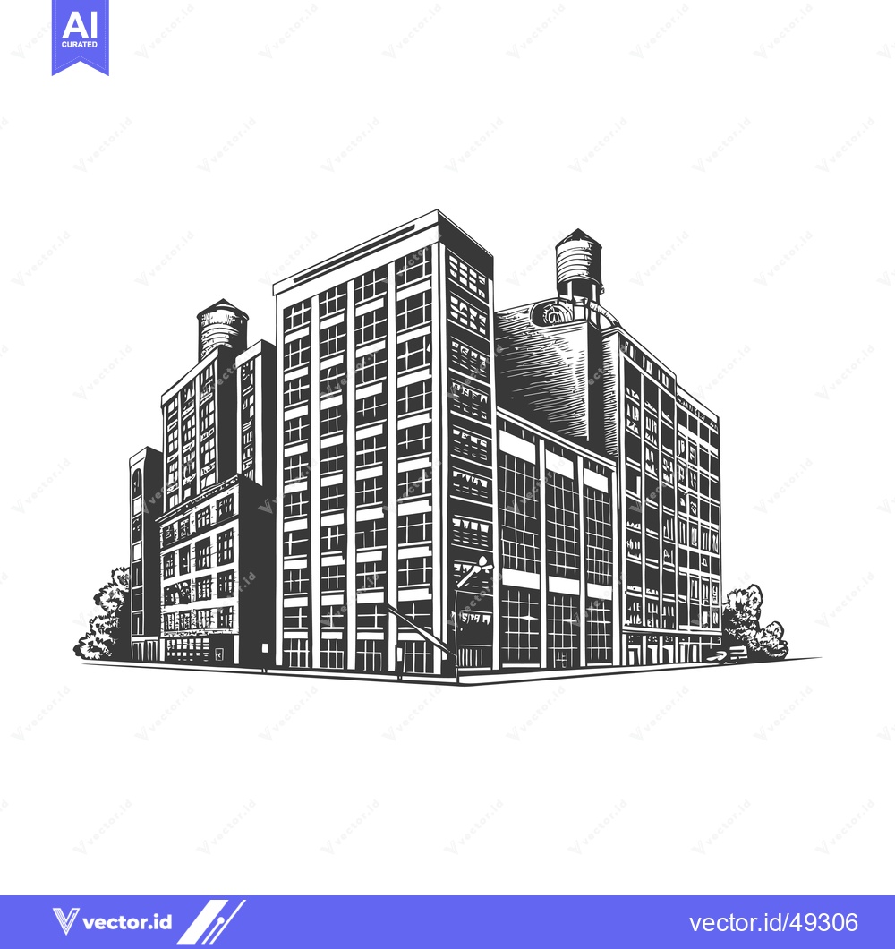 Premium Vector dari Urban Industrial Complex Building Illustration Design