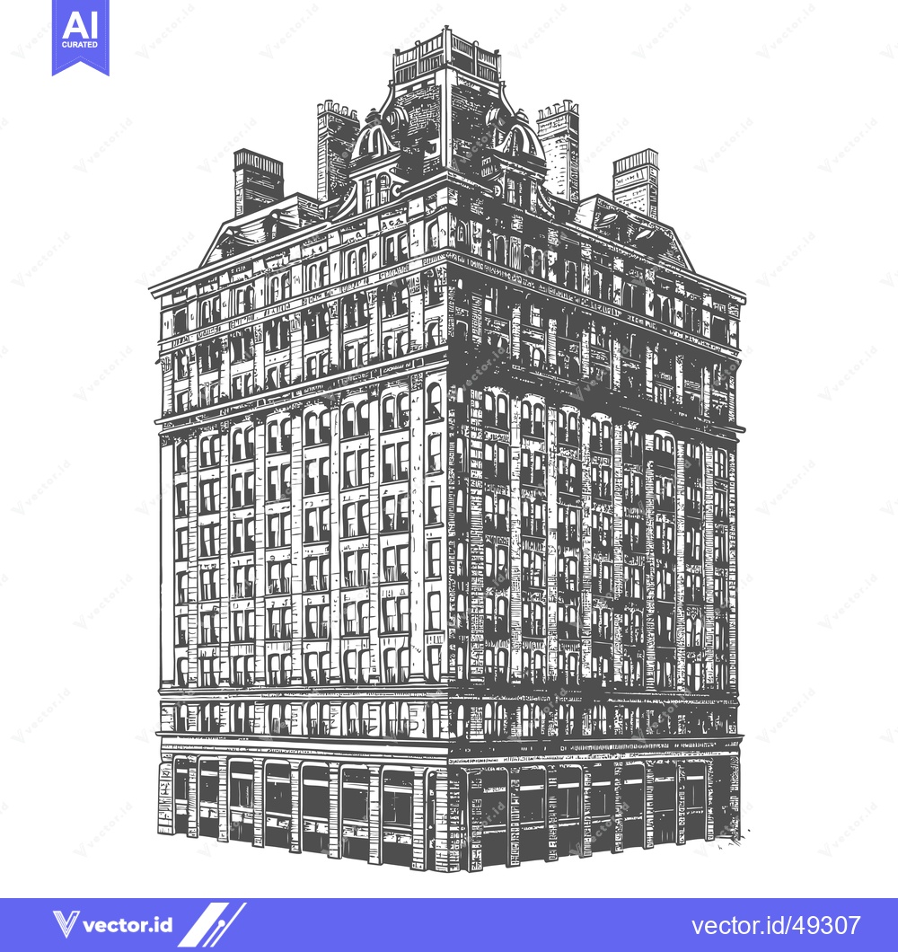 Premium Vector dari A Detailed Illustration Of A Grand Multi Story Building
