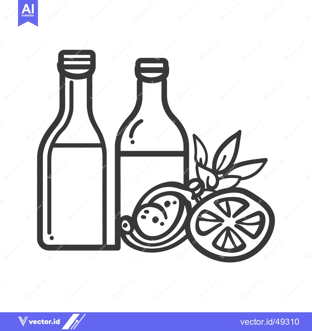 Premium Vector of Two Bottles Displayed Alongside Citrus Fruits and Leaves