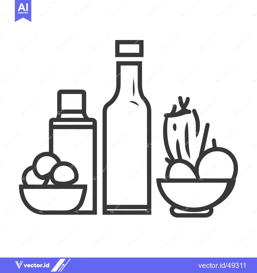 Premium Vector of Line art composition of food and beverage items depicted