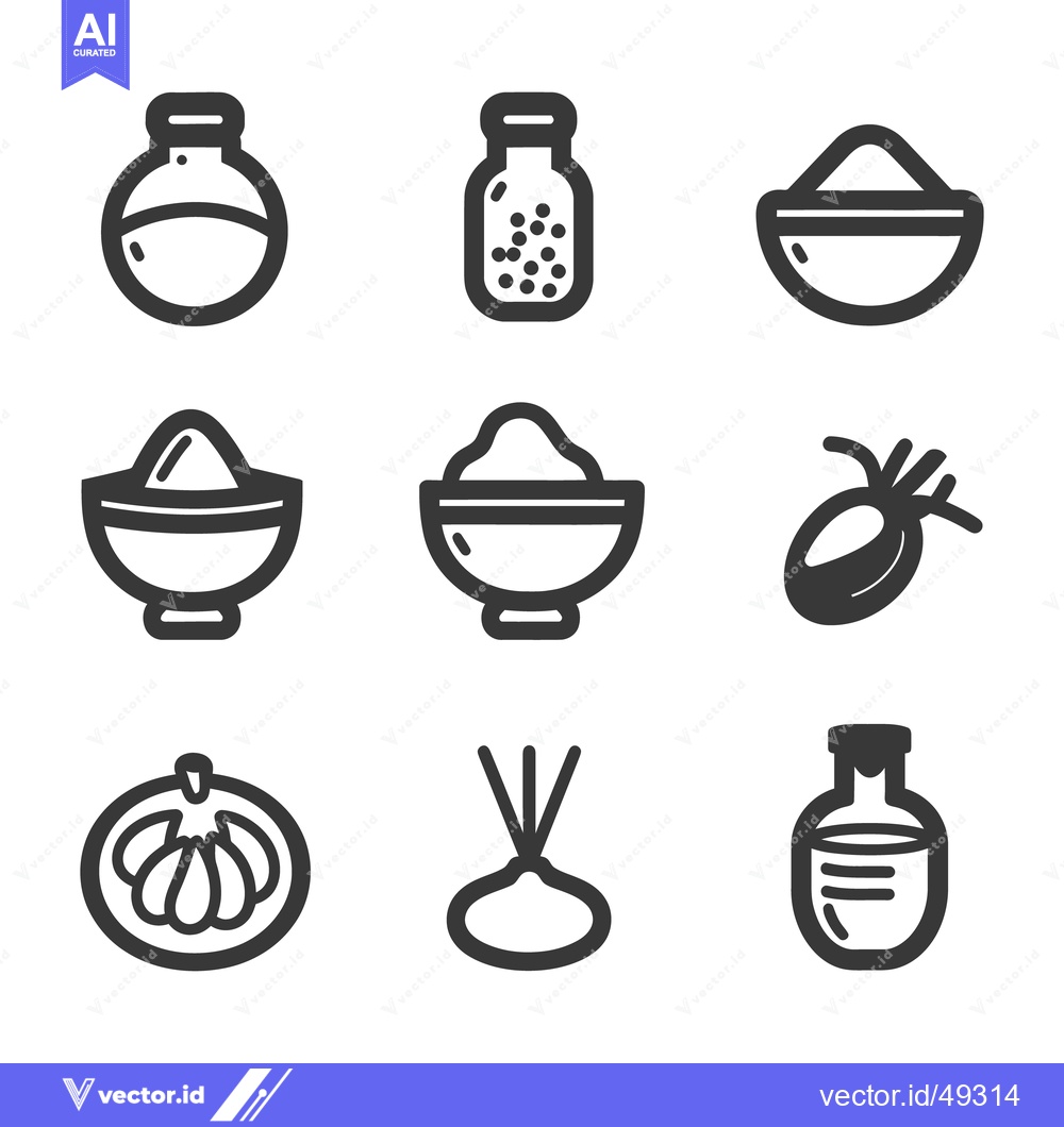 Premium Vector dari Simplified monochrome line art illustrations of various kitchen ingred