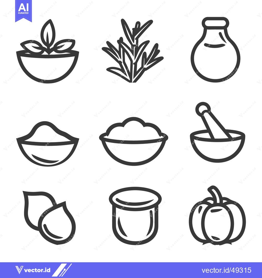 Premium Vector dari Vector icons representing various ingredients and related items of thi