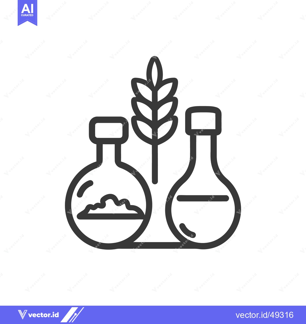 Premium Vector of Laboratory flasks and wheat illustrate brewing or scientific processes