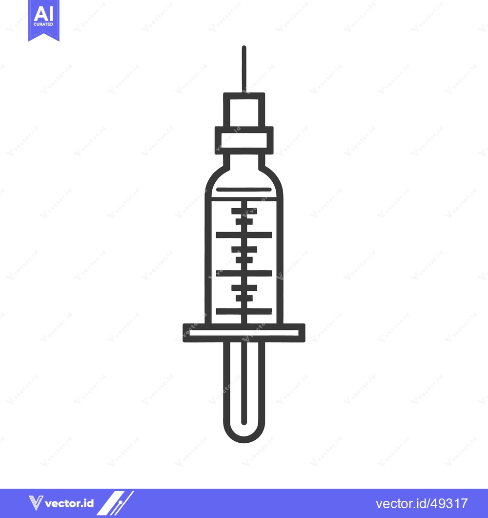 Premium Vector of A black and white line drawing depicting a syringe