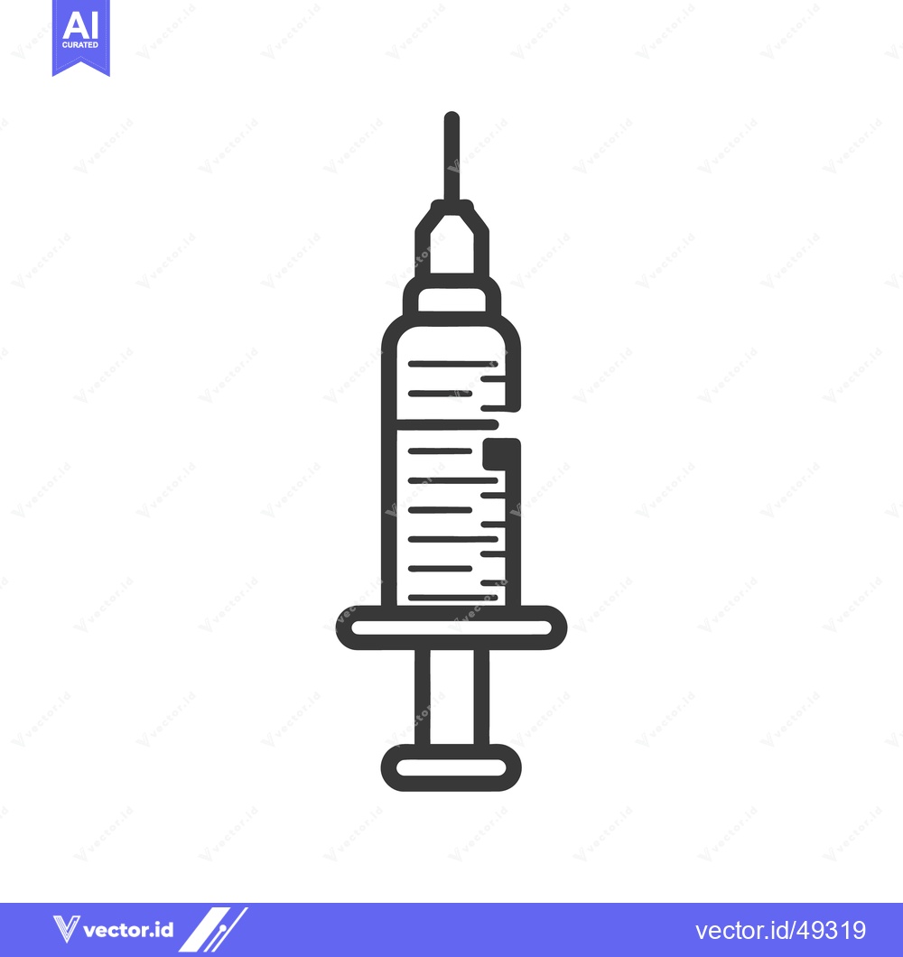 Premium Vector of A black and white illustration of a medical syringe
