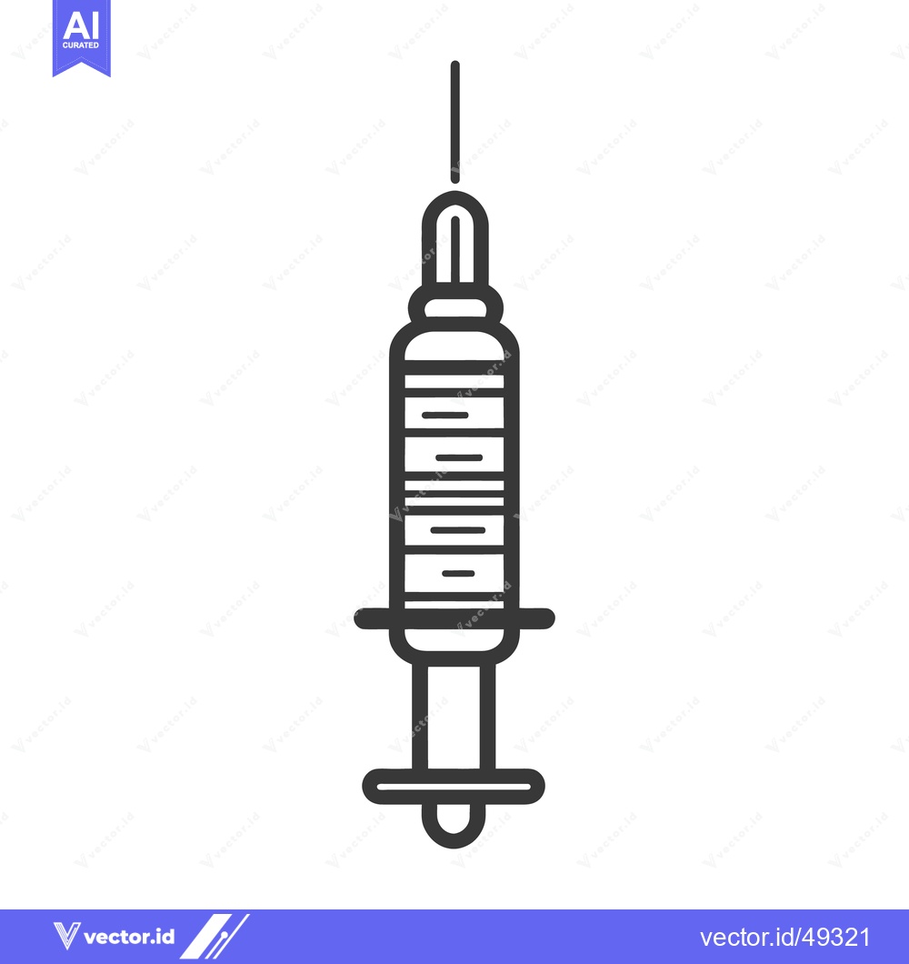 Premium Vector dari A line drawing depicts a medical syringe for injecting medication