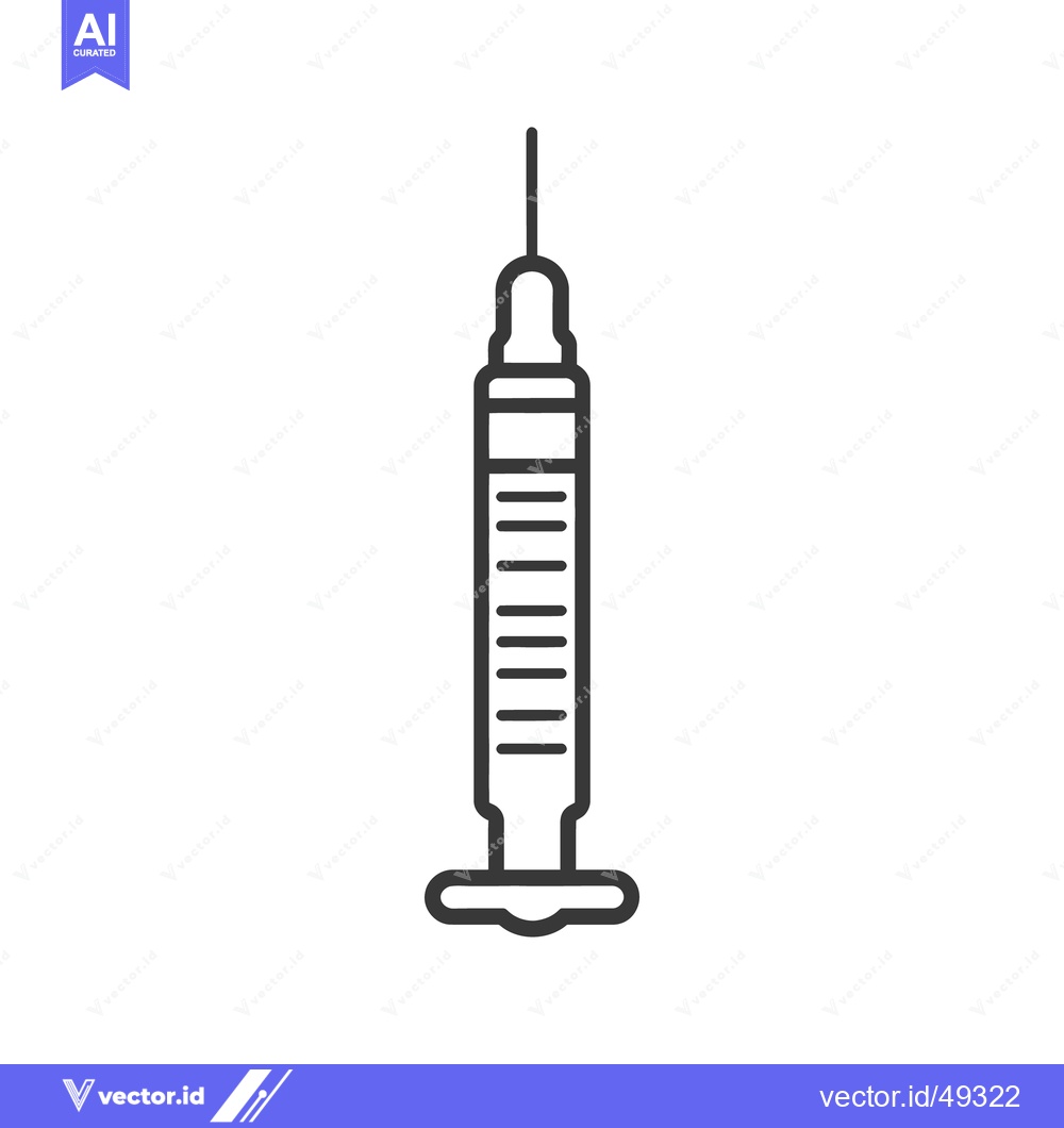 Premium Vector of A black and white line drawing of a medical syringe
