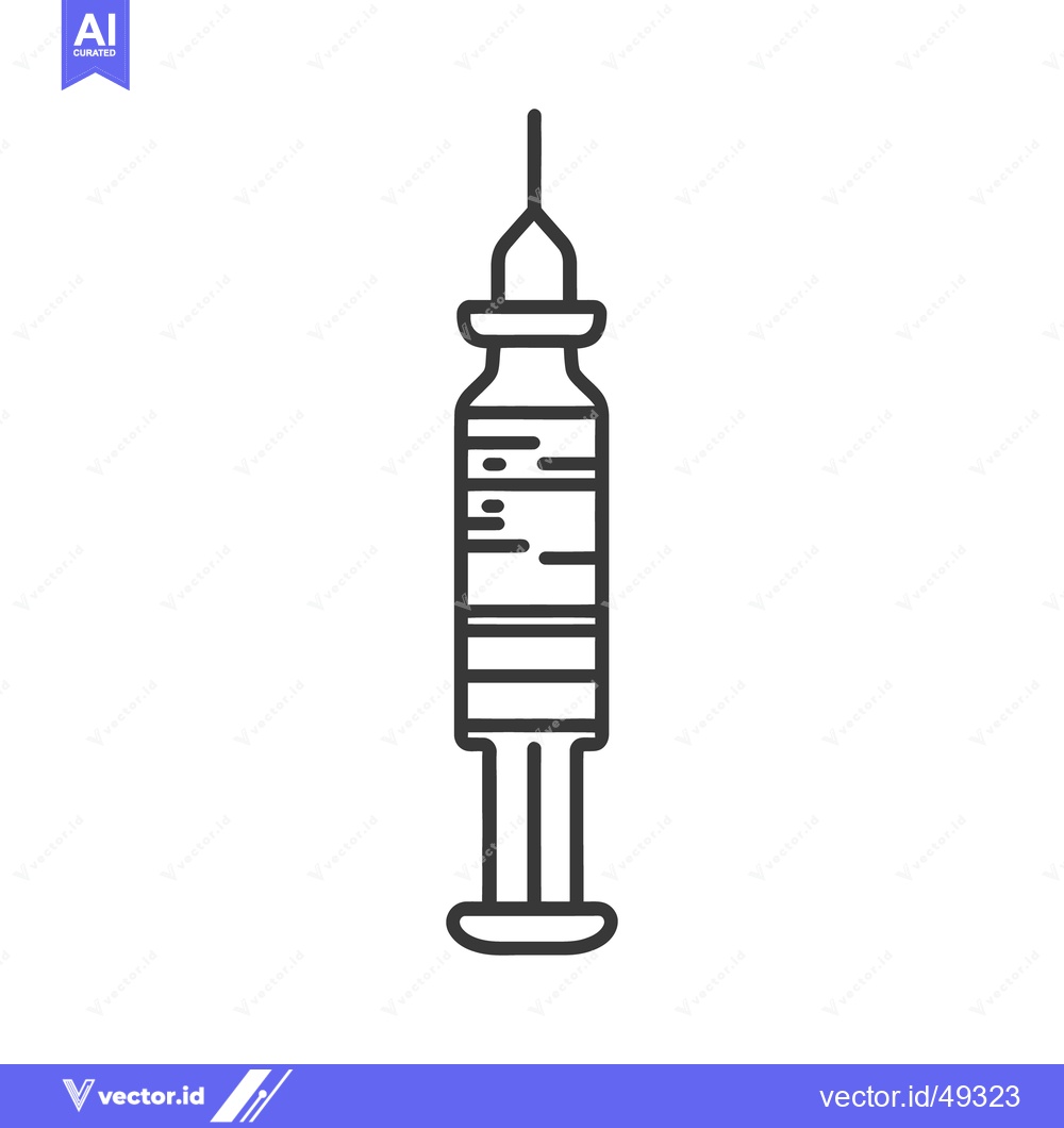 Premium Vector dari A graphic linear illustration depicts a medical syringe tool
