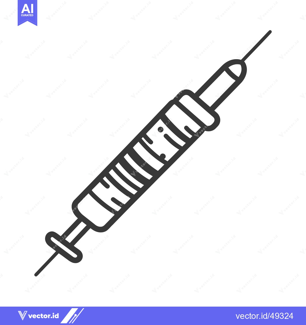Premium Vector of A simple black and white illustration of a medical syringe