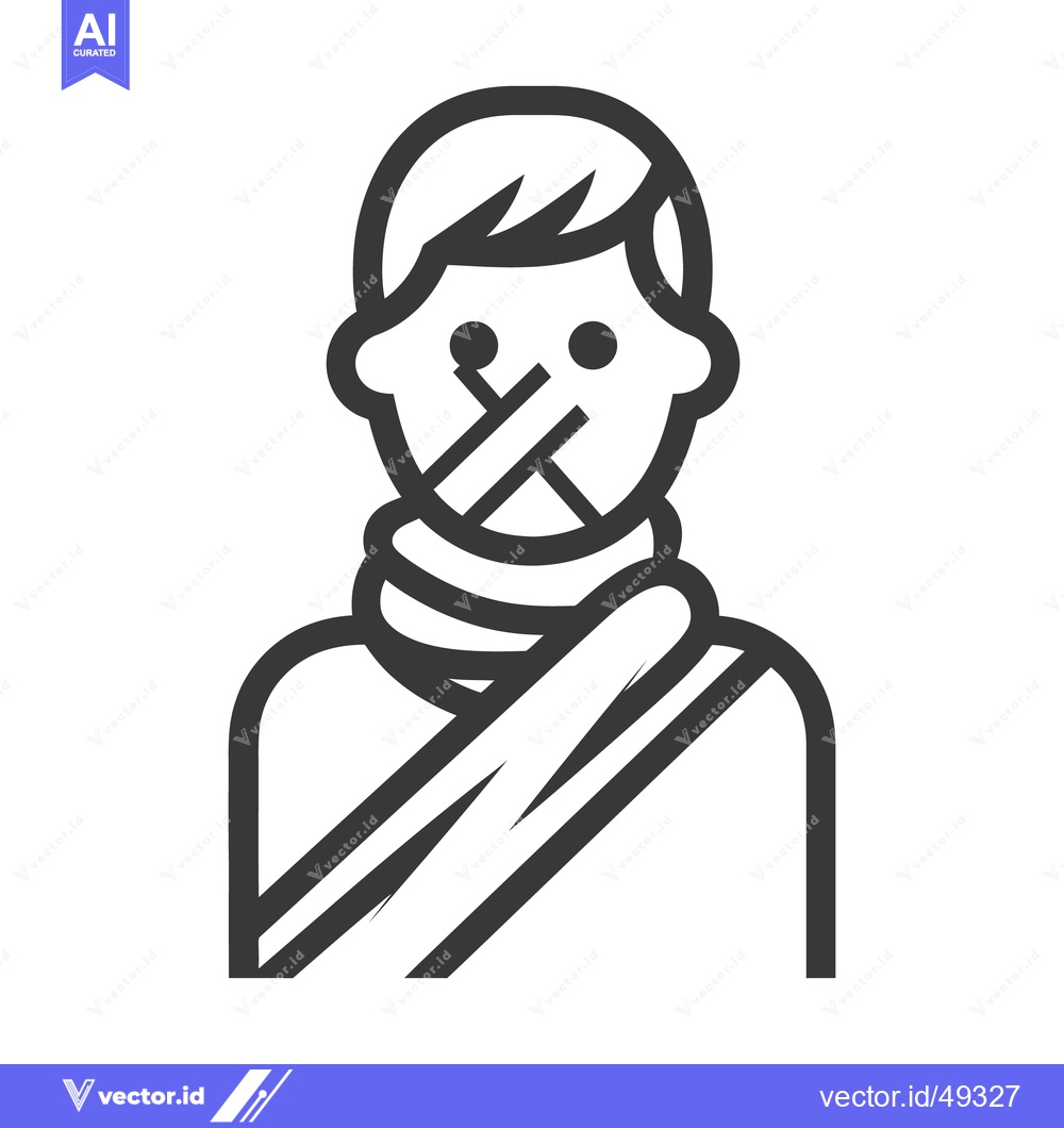 Premium Vector dari A silhouetted person with tape covering the mouth and neck wrap