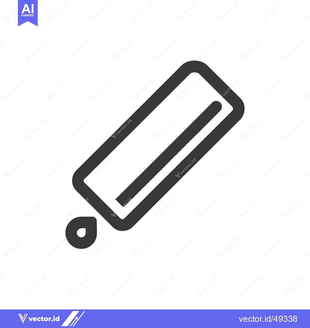 Premium Vector dari Minimalist Icon of a Tube with a Dripping Liquid, Dark Gray on White