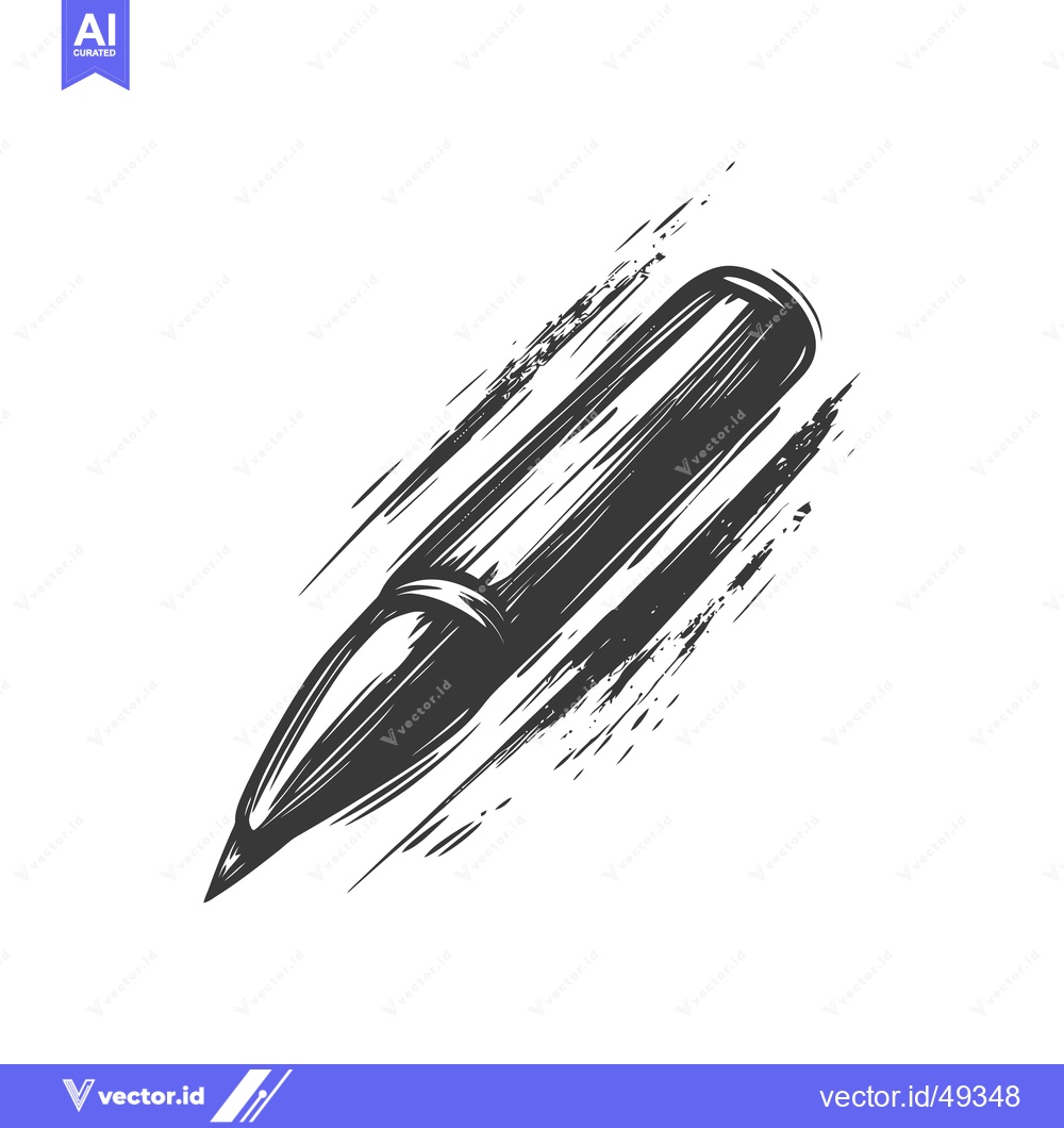 Premium Vector dari A grayscale illustration of a projectile shown with brushstrokes