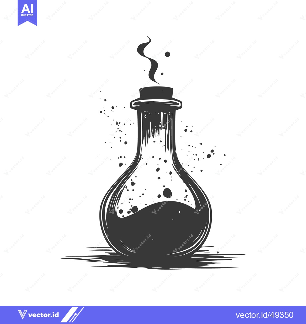 Premium Vector of A black ink drawing of a glass bottle of potion