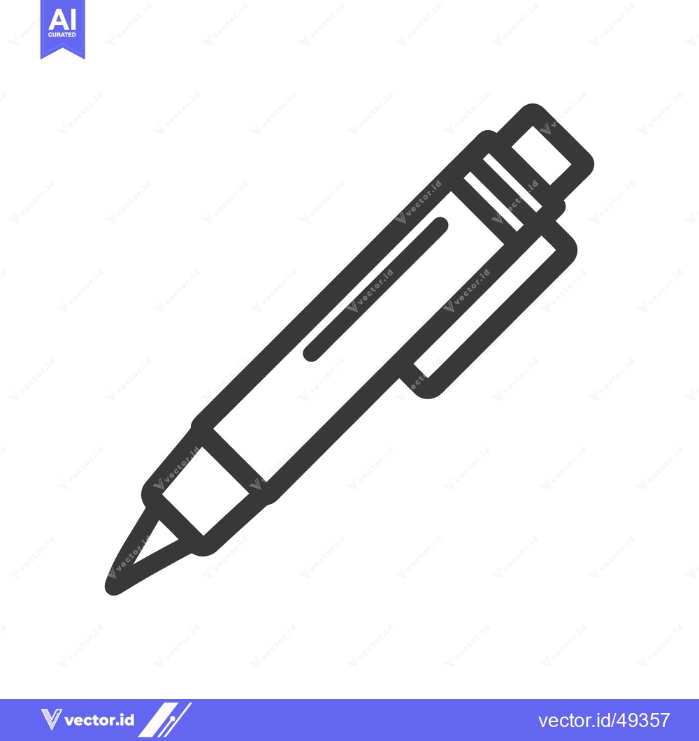Premium Vector dari Minimalist Pen Icon: Bold Outline on White Background, Writing Tool Sy