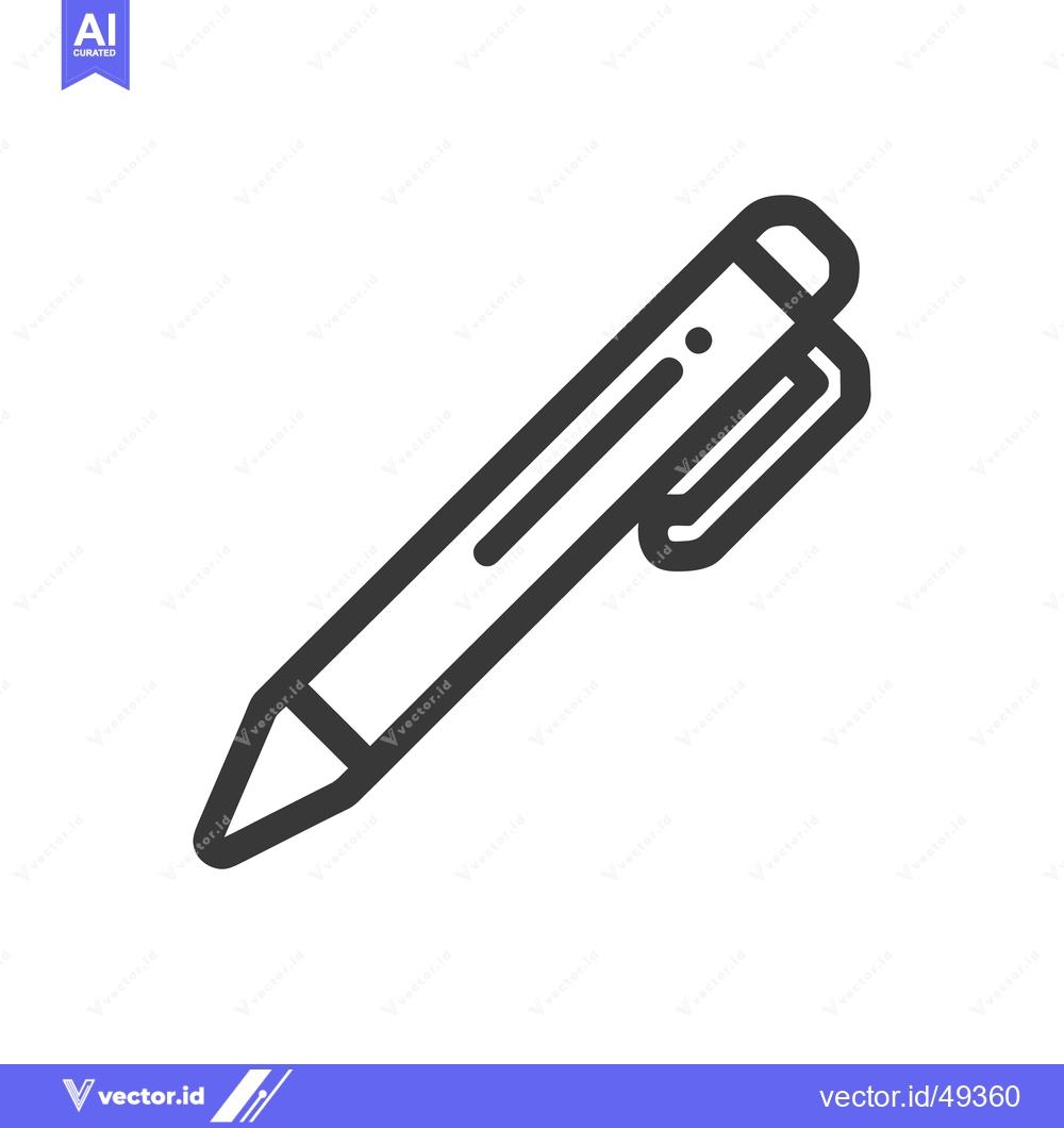 Premium Vector dari Minimalist Pen Icon: Bold Outline on White Background, Writing Tool Sy