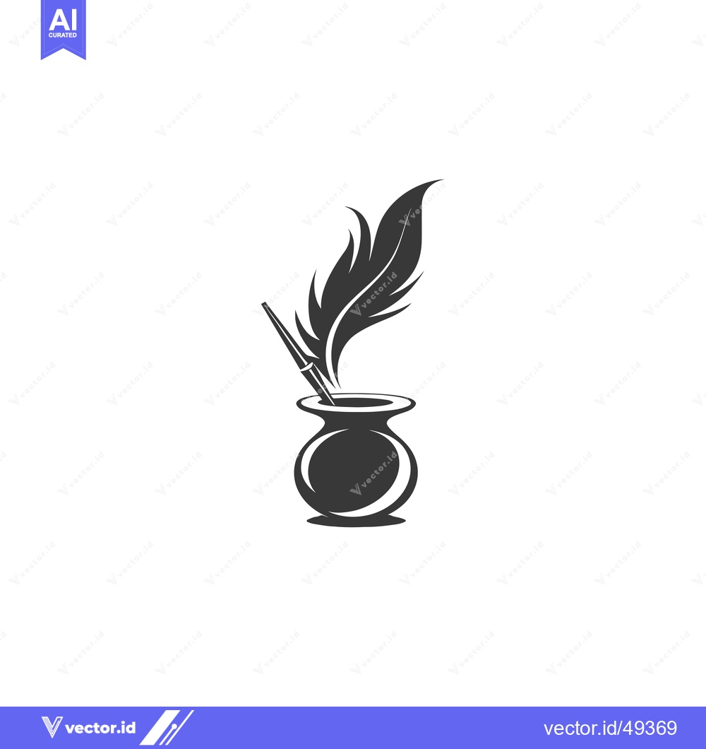 Premium Vector dari Inkwell with Quill Pen and Feather