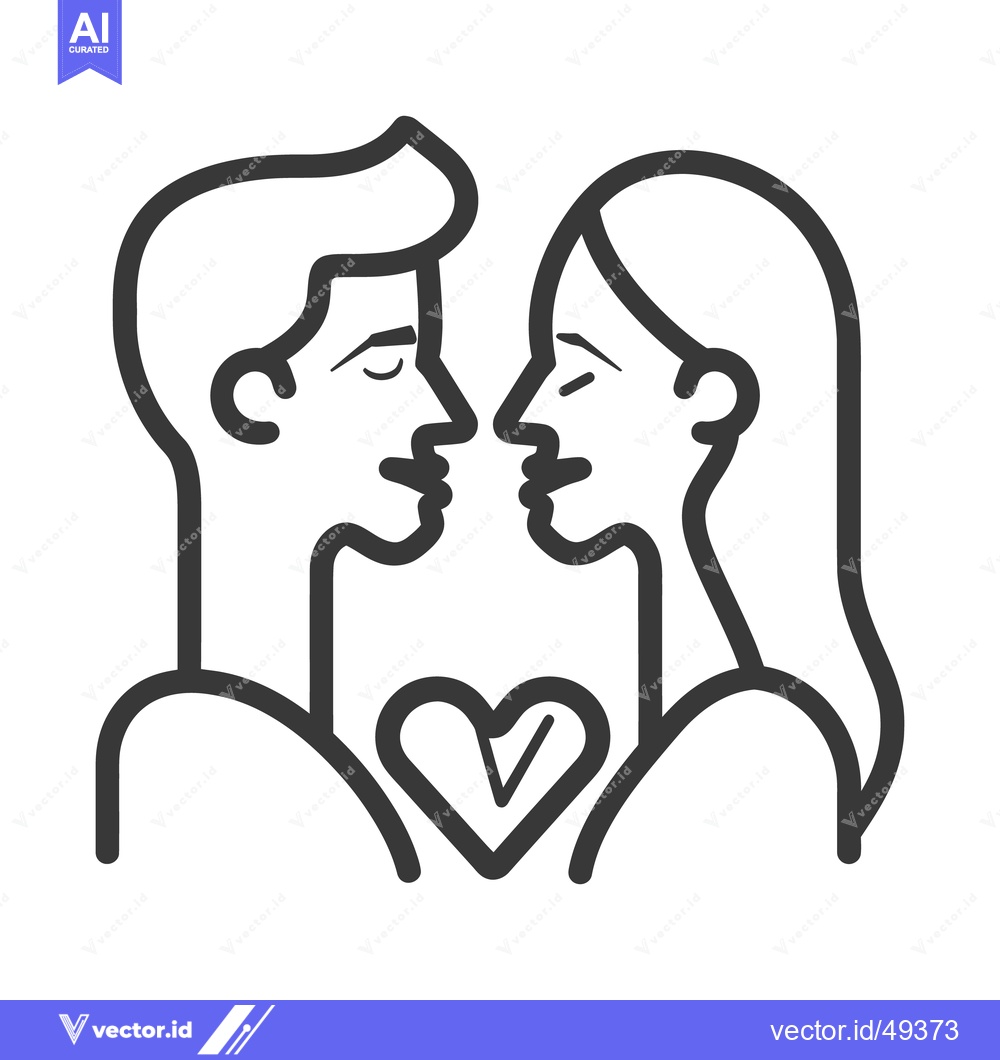 Premium Vector dari Two figures of people facing each other with a heart symbol