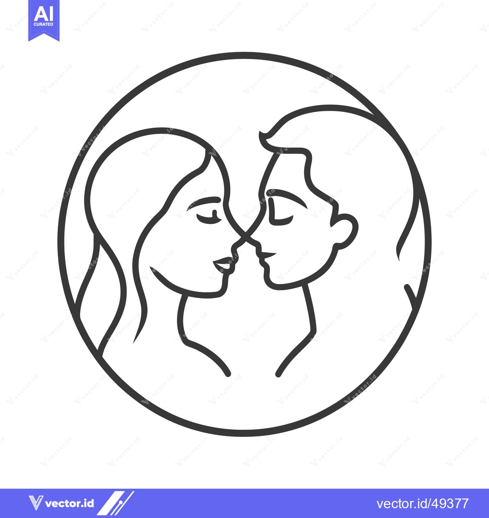 Premium Vector dari The line drawing depicts two faces nearly touching each other